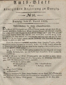 Amts-Blatt der Königlichen Regierung zu Danzig, 17. April 1833, Nr. 16