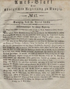 Amts-Blatt der Königlichen Regierung zu Danzig, 24. April 1833, Nr. 17