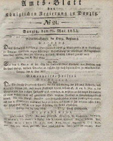 Amts-Blatt der Königlichen Regierung zu Danzig, 22. Mai 1833, Nr. 21