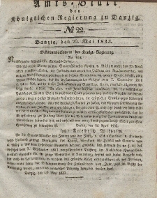 Amts-Blatt der Königlichen Regierung zu Danzig, 29. Mai 1833, Nr. 22