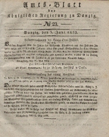 Amts-Blatt der Königlichen Regierung zu Danzig, 5. Juni 1833, Nr. 23
