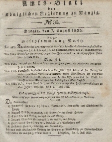 Amts-Blatt der Königlichen Regierung zu Danzig, 7. August 1833, Nr. 32