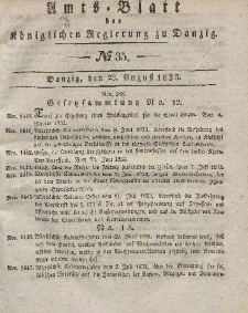 Amts-Blatt der Königlichen Regierung zu Danzig, 28. August 1833, Nr. 35