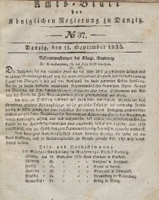 Amts-Blatt der Königlichen Regierung zu Danzig, 11. September 1833, Nr. 37