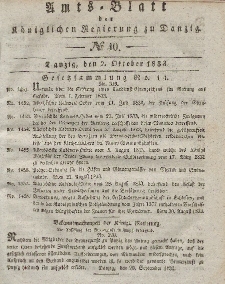 Amts-Blatt der Königlichen Regierung zu Danzig, 2. Oktober 1833, Nr. 40