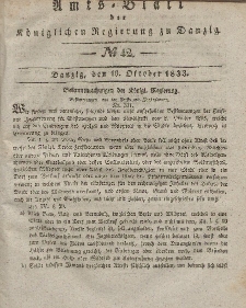Amts-Blatt der Königlichen Regierung zu Danzig, 16. Oktober 1833, Nr. 42