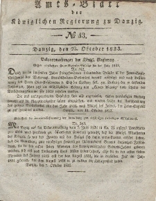 Amts-Blatt der Königlichen Regierung zu Danzig, 23. Oktober 1833, Nr. 43