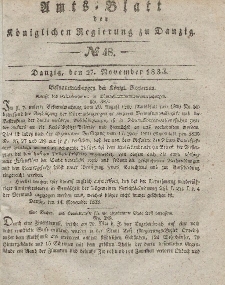 Amts-Blatt der Königlichen Regierung zu Danzig, 27. November 1833, Nr. 48