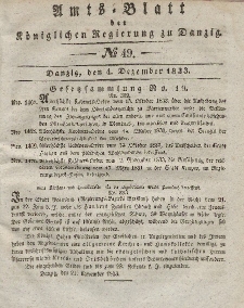 Amts-Blatt der Königlichen Regierung zu Danzig, 4. Dezember 1833, Nr. 49
