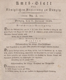 Amts-Blatt der Königlichen Regierung zu Danzig, 19. Januar 1831, Nr. 3