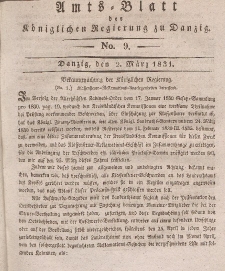 Amts-Blatt der Königlichen Regierung zu Danzig, 2. März 1831, Nr. 9