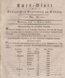 Amts-Blatt der Königlichen Regierung zu Danzig, 9. März 1831, Nr. 10