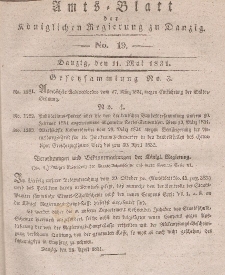 Amts-Blatt der Königlichen Regierung zu Danzig, 11. Mai 1831, Nr. 19