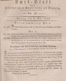 Amts-Blatt der Königlichen Regierung zu Danzig, 11. Mai 1831, Nr. 19
