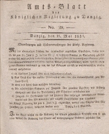 Amts-Blatt der Königlichen Regierung zu Danzig, 18. Mai 1831, Nr. 20