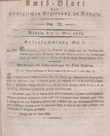 Amts-Blatt der Königlichen Regierung zu Danzig, 25. Mai 1831, Nr. 21