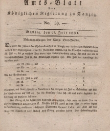 Amts-Blatt der Königlichen Regierung zu Danzig, 27. Juli 1831, Nr. 30