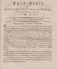 Amts-Blatt der Königlichen Regierung zu Danzig, 3. August 1831, Nr. 31