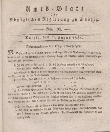 Amts-Blatt der Königlichen Regierung zu Danzig, 17. August 1831, Nr. 33
