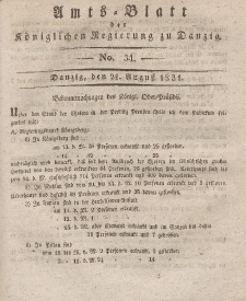 Amts-Blatt der Königlichen Regierung zu Danzig, 24. August 1831, Nr. 34