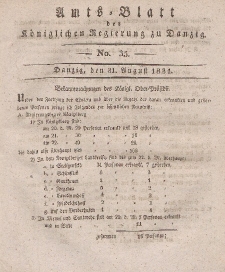 Amts-Blatt der Königlichen Regierung zu Danzig, 31. August 1831, Nr. 35