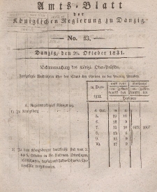 Amts-Blatt der Königlichen Regierung zu Danzig, 26. Oktober 1831, Nr. 43