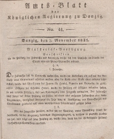 Amts-Blatt der Königlichen Regierung zu Danzig, 2. November 1831, Nr. 44