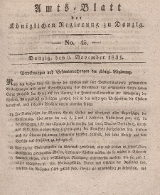 Amts-Blatt der Königlichen Regierung zu Danzig, 9. November 1831, Nr. 45