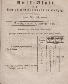 Amts-Blatt der Königlichen Regierung zu Danzig, 21. Dezember 1831, Nr. 51