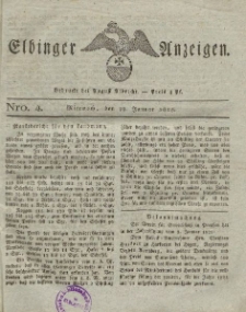 Elbinger Anzeigen, Nr. 4. Mittwoch, 19. Januar 1825