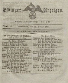 Elbinger Anzeigen, Nr. 5. Sonnabend, 22. Januar 1825