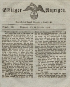 Elbinger Anzeigen, Nr. 12. Mittwoch, 16. Februar 1825