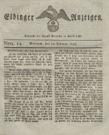 Elbinger Anzeigen, Nr. 14. Mittwoch, 23. Februar 1825