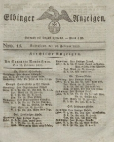 Elbinger Anzeigen, Nr. 15. Sonnabend, 26. Februar 1825