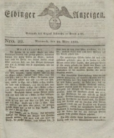 Elbinger Anzeigen, Nr. 22. Mittwoch, 23. März 1825