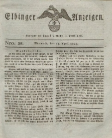 Elbinger Anzeigen, Nr. 28. Mittwoch, 13. April 1825