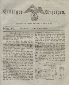 Elbinger Anzeigen, Nr. 62. Mittwoch, 10. August 1825