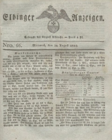Elbinger Anzeigen, Nr. 66. Mittwoch, 24. August 1825