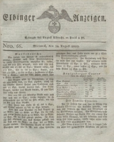 Elbinger Anzeigen, Nr. 66. Mittwoch, 24. August 1825