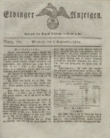 Elbinger Anzeigen, Nr. 70. Mittwoch, 7. September 1825