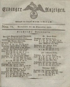 Elbinger Anzeigen, Nr. 71. Sonnabend, 10. September 1825