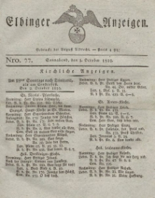 Elbinger Anzeigen, Nr. 77. Sonnabend, 1. Oktober 1825