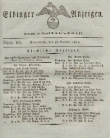 Elbinger Anzeigen, Nr. 83. Sonnabend, 22. Oktober 1825