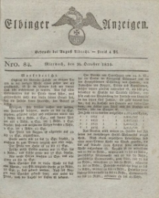 Elbinger Anzeigen, Nr. 84. Mittwoch, 26. Oktober 1825