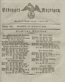 Elbinger Anzeigen, Nr. 85. Sonnabend, 29. Oktober 1825