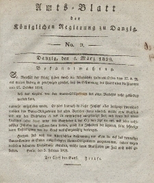 Amts-Blatt der Königlichen Regierung zu Danzig, 4. März 1829, Nr. 9