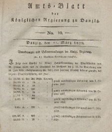 Amts-Blatt der Königlichen Regierung zu Danzig, 11. März 1829, Nr. 10