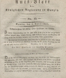 Amts-Blatt der Königlichen Regierung zu Danzig, 1. April 1829, Nr. 13