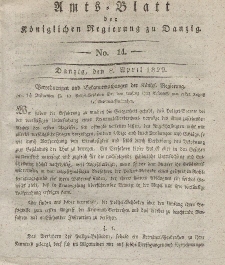 Amts-Blatt der Königlichen Regierung zu Danzig, 8. April 1829, Nr. 14