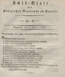 Amts-Blatt der Königlichen Regierung zu Danzig, 1. Juli 1829, Nr. 26